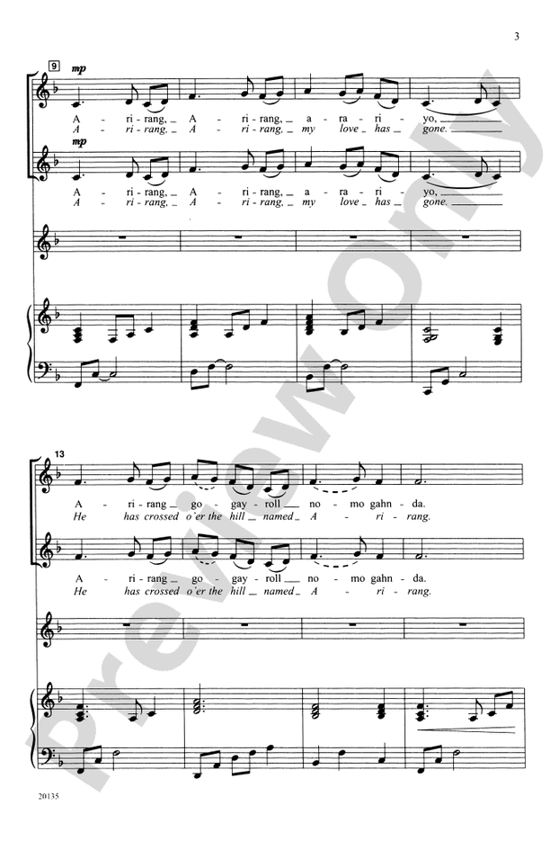 Arirang (Korean Folk Song) – SSA Choral Octavo (Digital Download)