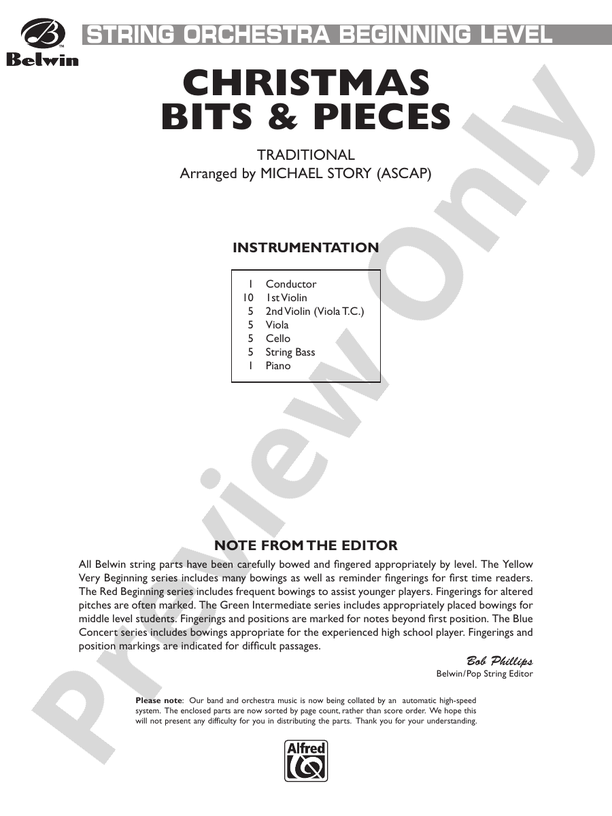 Christmas Bits & Pieces – String Orchestra Conductor Score & Parts (Digital Download)
