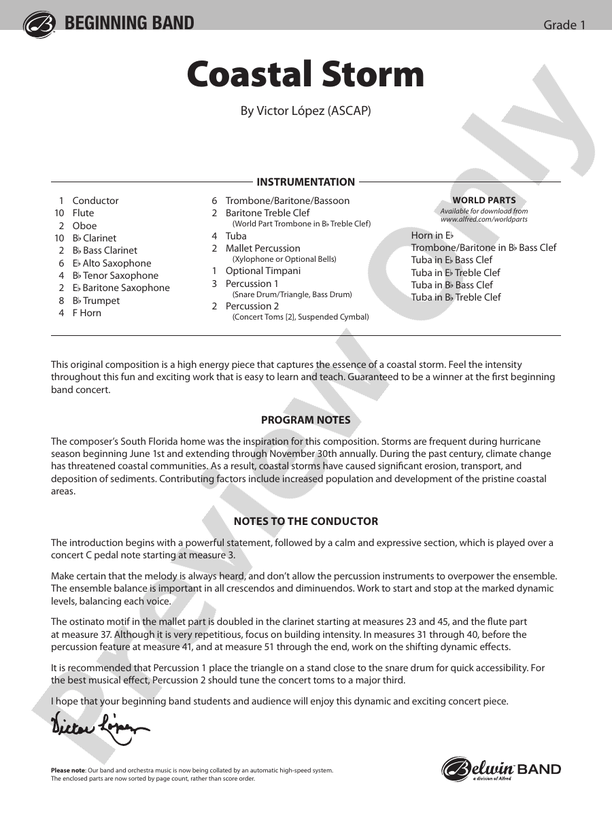 Coastal Storm - Concert Band Conductor Score & Parts (Digital Download)