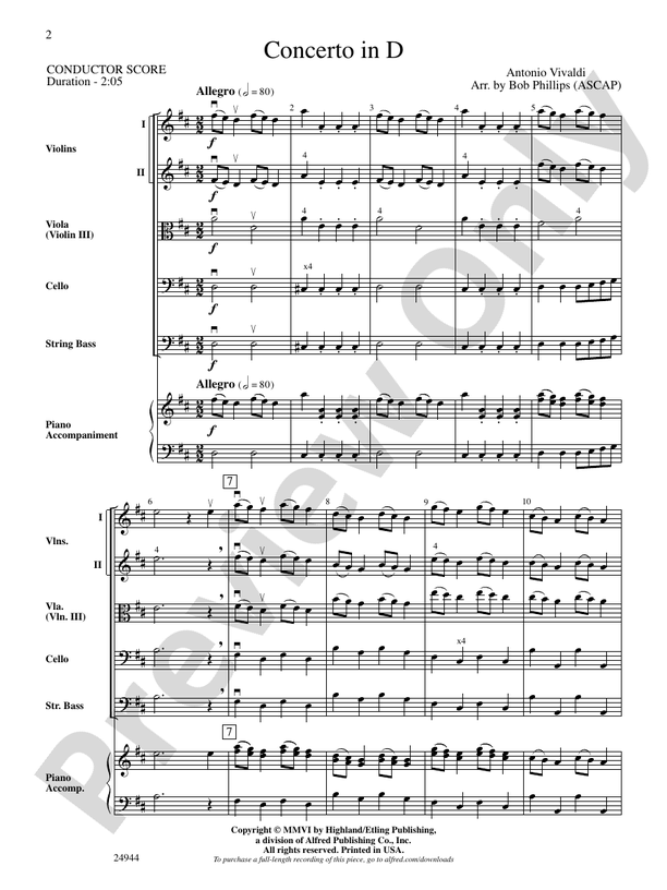 Concerto in D (Grade 2) – String Orchestra Conductor Score & Parts (Digital Download)