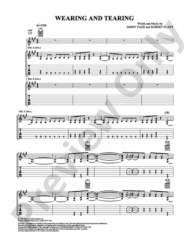 Wearing and Tearing - Guitar TAB (Digital Download)