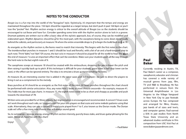 Boogie Lou - Jazz Ensemble Conductor Score & Parts(Digital Download)