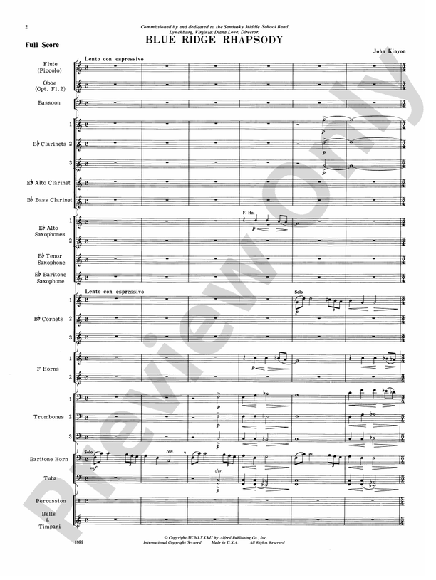 Blue Ridge Rhapsody - Concert Band Conductor Score & Parts (Digital Download)