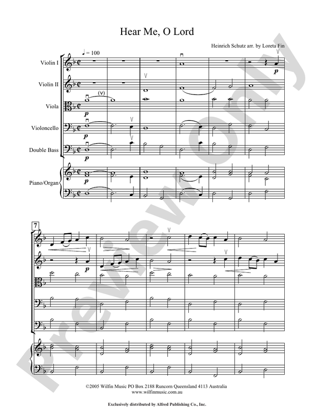 Hear Me O Lord - Arr. Loreta Fin – String Orchestra Conductor Score & Parts (Digital Download)