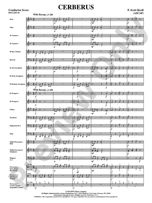 Cerberus - Concert Band Conductor Score & Parts(Digital Download)