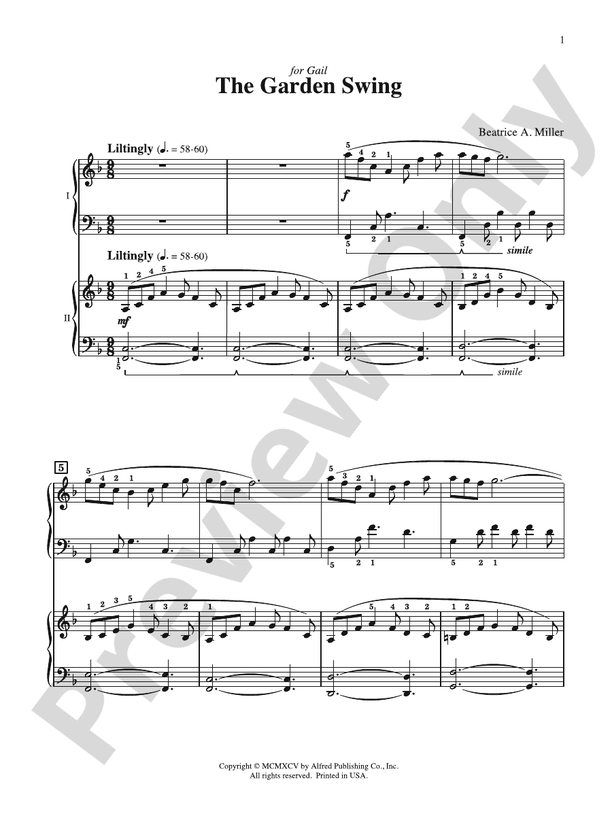 The Garden Swing - 2 Pianos, 4 Hands (Digital Download)