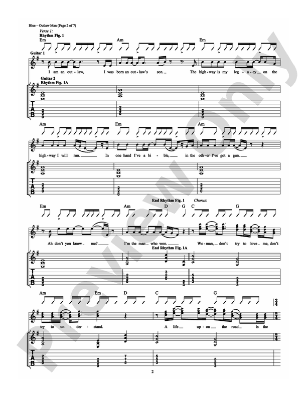 Outlaw Man - Guitar TAB (Digital Download)