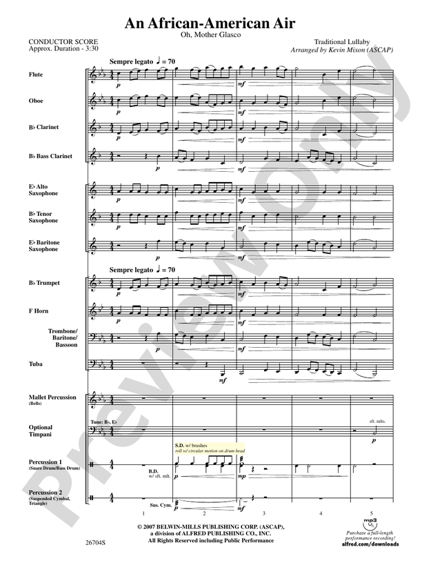 An African-American Air - Concert Band Conductor Score & Parts (Digital Download)