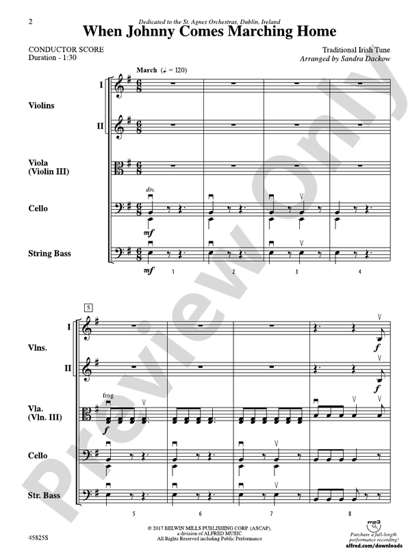 When Johnny Comes Marching Home - String Orchestra Conductor Score & Parts (Digital Download)