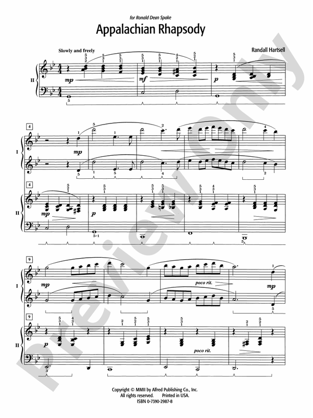 Appalachian Rhapsody - 2 Pianos, 4 Hands (Digital Download)