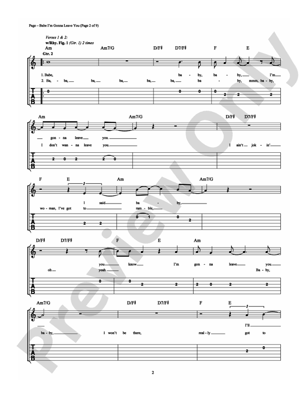 Babe I'm Gonna Leave You - Easy Guitar (Digital Download)