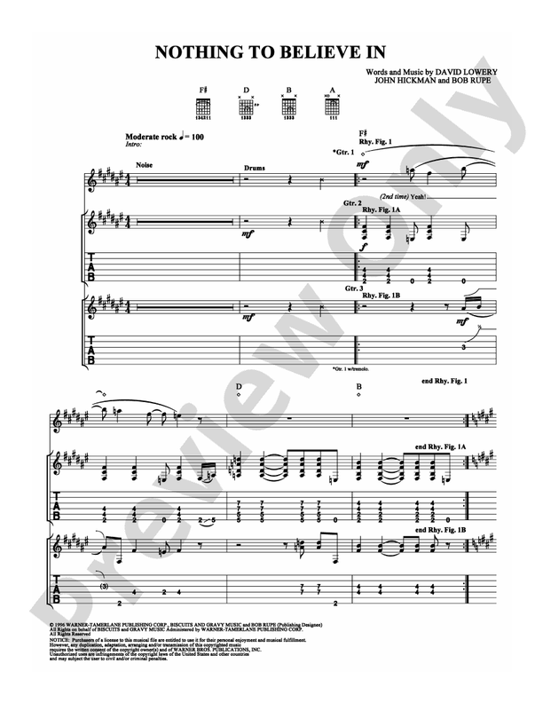 Nothing to Believe In - Guitar TAB (Digital Download)
