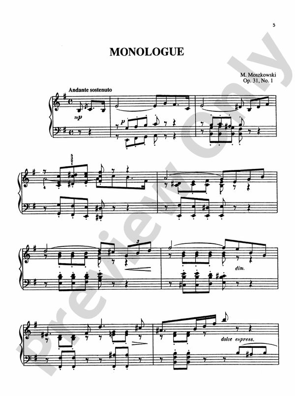 Moszkowski - Six Pieces, Op. 31 - Piano Solo (Digital Download)