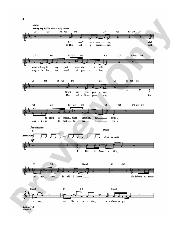 Shallow - Guitar TAB (Digital Download)
