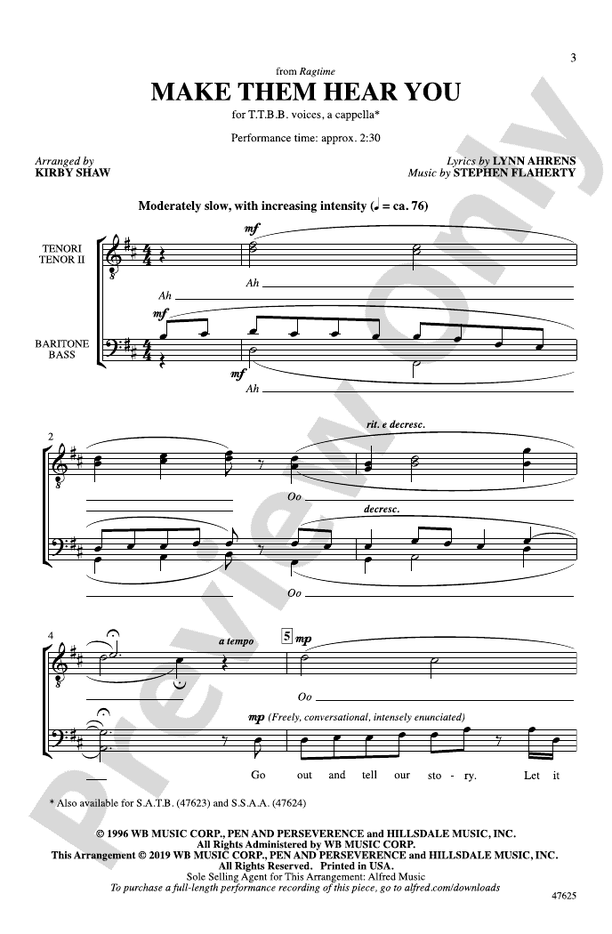 Make Them Hear You – TTBB, a cappella Choral Octavo (Digital Download)