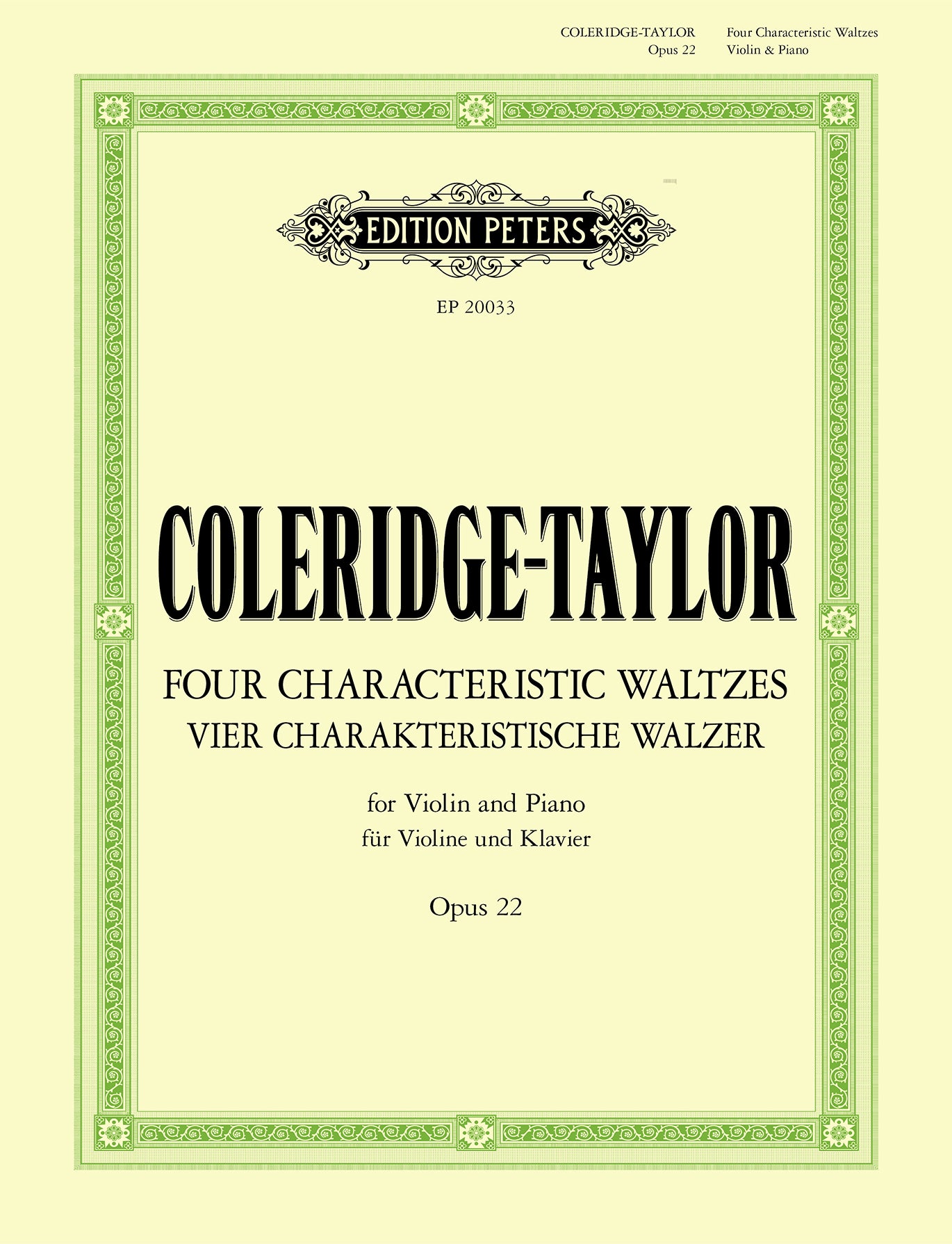 Coleridge-Taylor - Valse Rustique (from 'Four Characteristic Waltzes Op.22') (EP20033) - Violin (Digital Download)