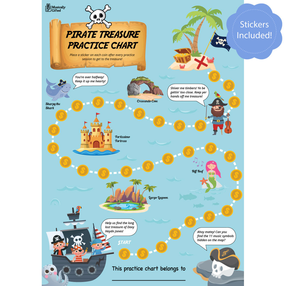 Music Practice Chart Pirate Adventure A3