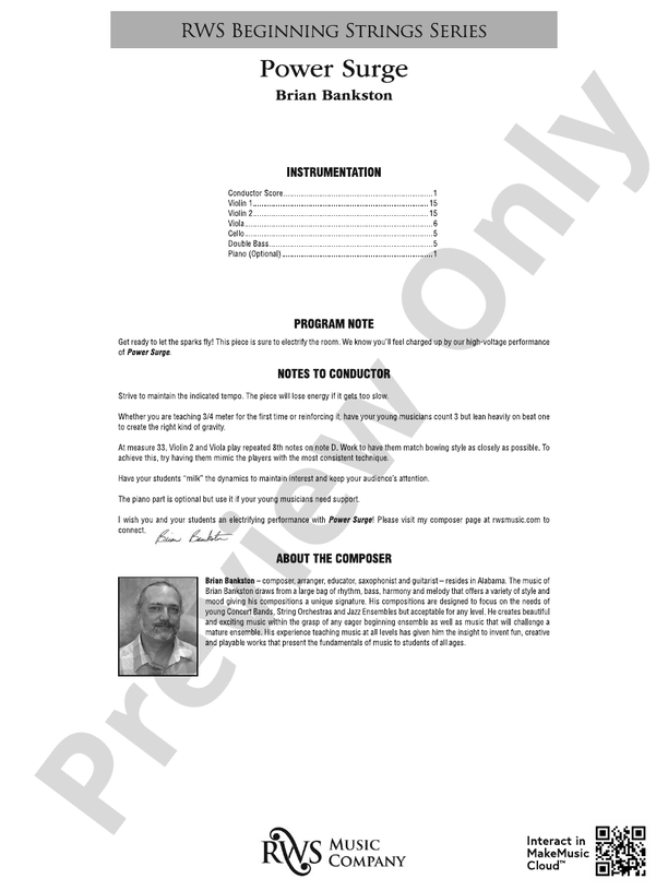 Power Surge - String Orchestra Conductor Score & Parts (Digital Download)