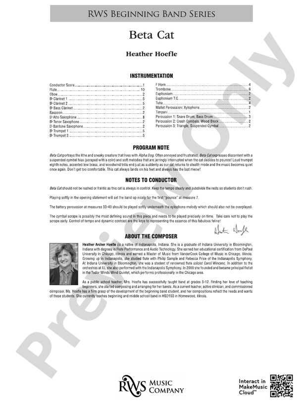 Beta Cat - Concert Band Conductor Score & Parts (Digital Download)