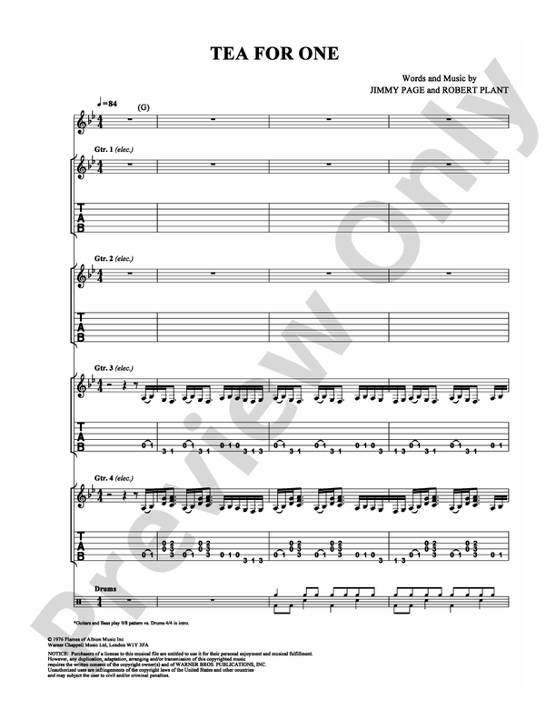 Tea for One - Guitar TAB (Digital Download)