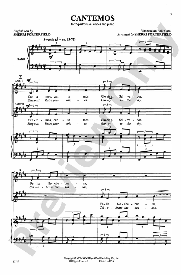 Cantemos (Venezuelan Folk Carol) – 2-Part/SSA Choral Octavo (Digital Download)