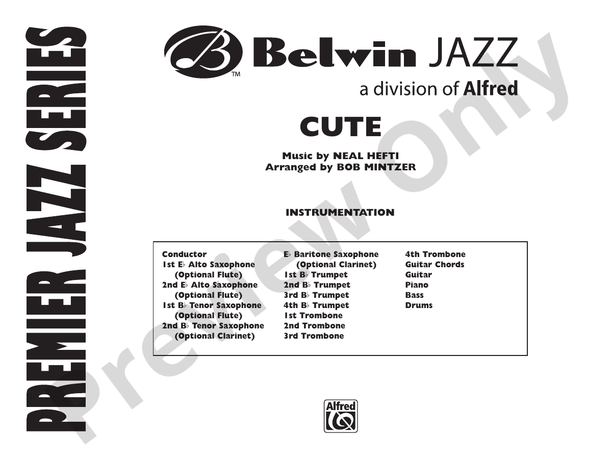 Cute (Grade 4.5) - Jazz Ensemble Conductor Score & Parts (Digital Download)