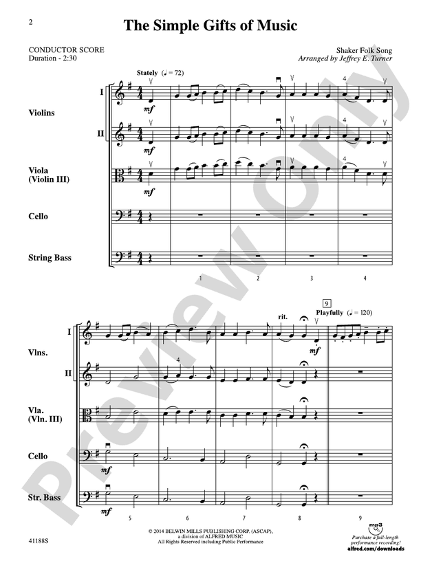 The Simple Gifts of Music – String Orchestra Conductor Score & Parts (Digital Download)