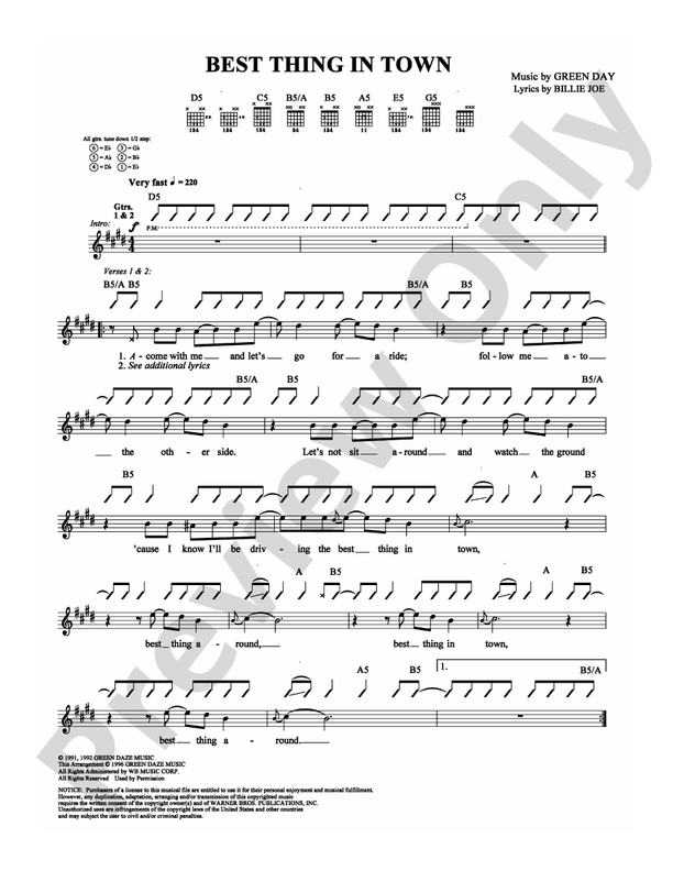 Best Thing in Town - Guitar TAB (Digital Download)