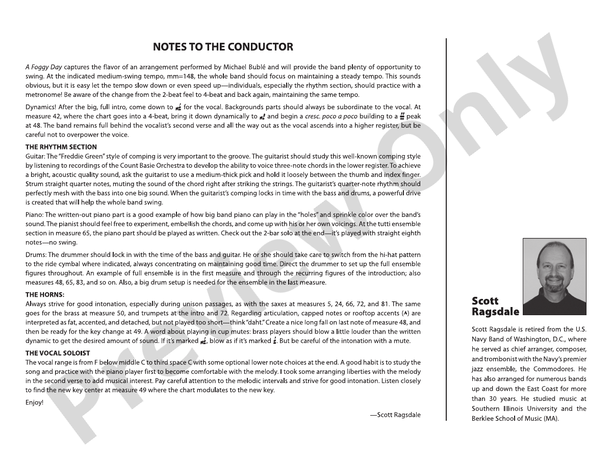 A Foggy Day (Grade 3) - Jazz Ensemble Conductor Score & Parts(Digital Download)