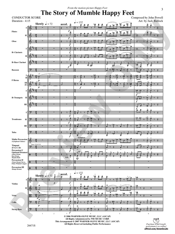 The Story of Mumble Happy Feet – Full Orchestra Conductor Score & Parts (Digital Download)