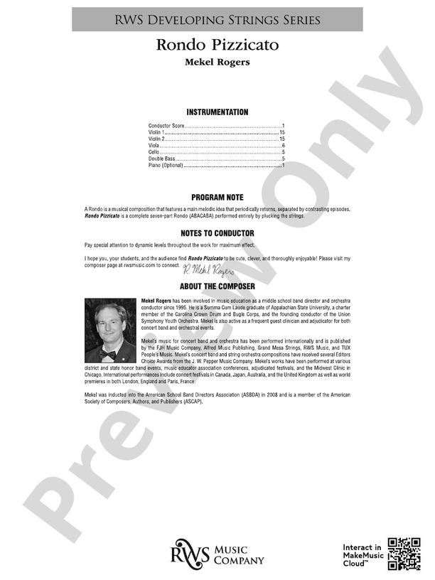 Rondo Pizzicato - String Orchestra Conductor Score & Parts (Digital Download)