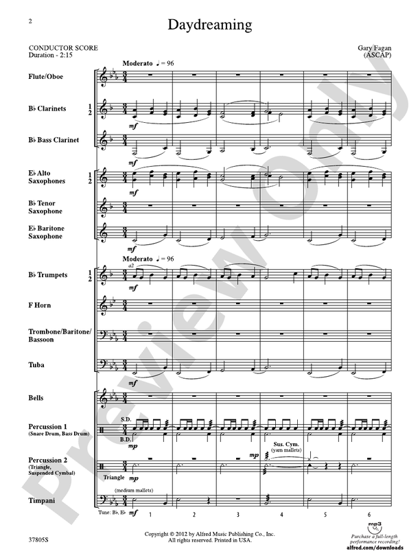 Daydreaming - Concert Band Conductor Score & Parts (Digital Download)