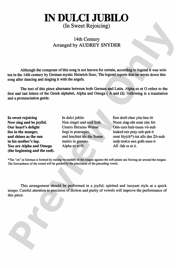 In Dulci Jubilo – 2-Part Choral Octavo - Digital Sheet Music Download (Digital Download)
