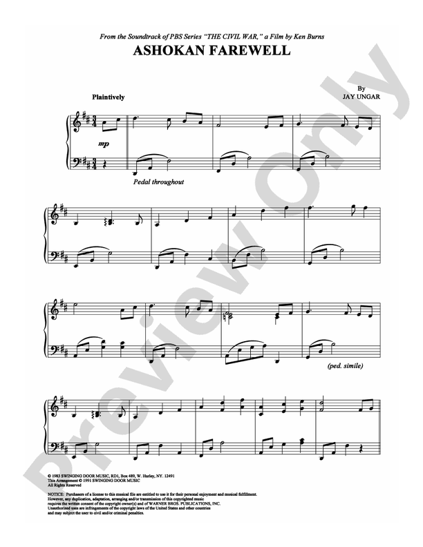 Ashokan Farewell - Piano (Digital Download)