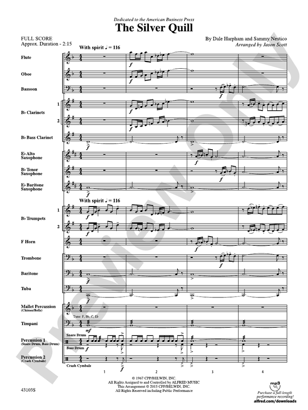 The Silver Quill - Concert Band Conductor Score & Parts (Digital Download)