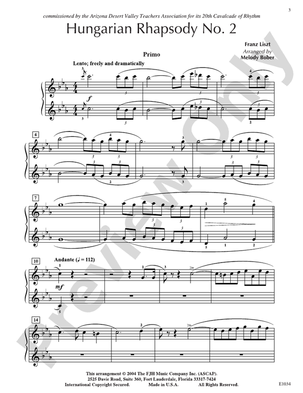 Liszt - Hungarian Rhapsody No. 2 - Piano (Digital Download)