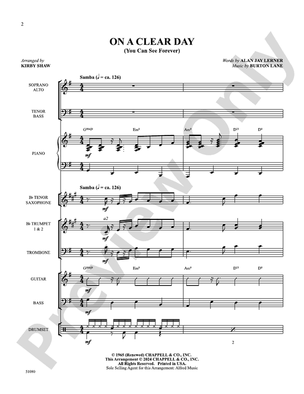 On a Clear Day – Choral SoundPax (Digital Download)