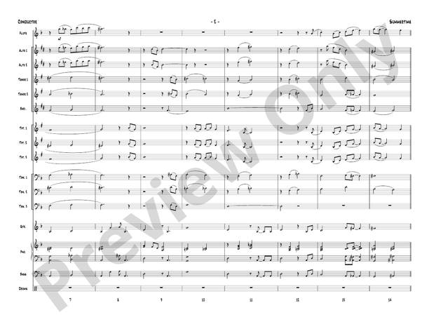 Summertime (Grade 1) - Jazz Ensemble Conductor Score & Parts (Digital Download)