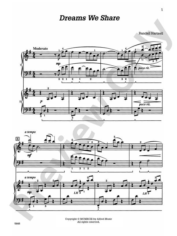Dreams We Share - 2 Pianos, 4 Hands (Digital Download)