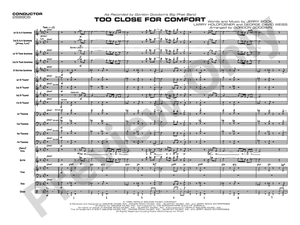 Too Close for Comfort – Jazz Ensemble Conductor Score & Parts (Digital Download)