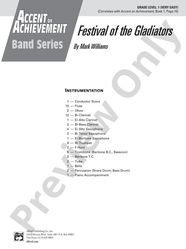 Festival of the Gladiators - Concert Band Conductor Score & Parts (Digital Download)