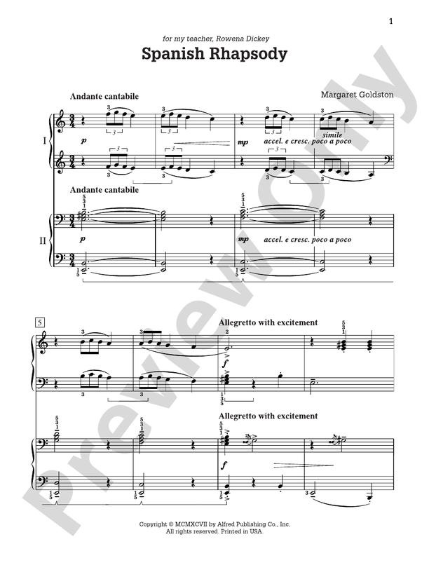 Spanish Rhapsody - 2 Pianos, 4 Hands (Digital Download)