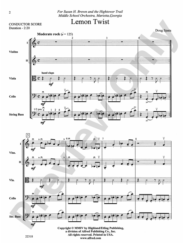 Lemon Twist – String Orchestra Conductor Score & Parts (Digital Download)