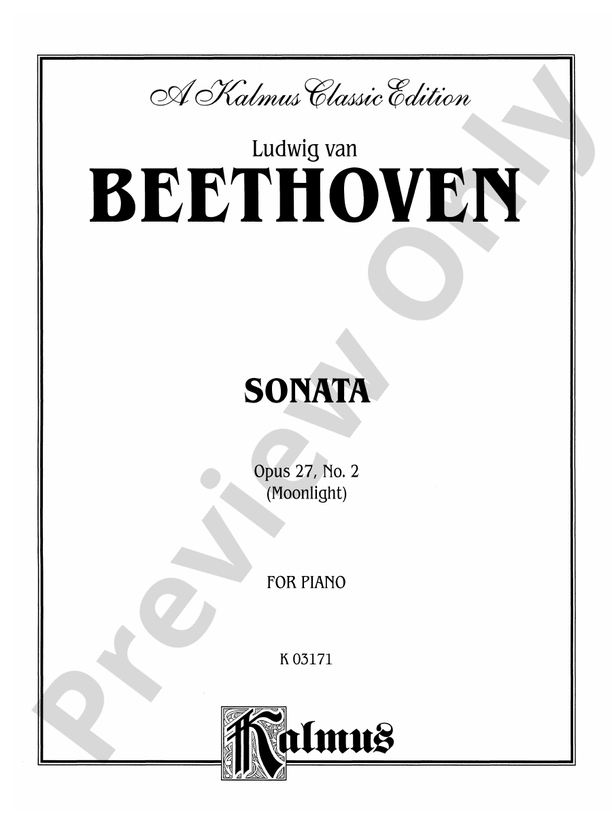 Beethoven - Sonata No. 14 in C-Sharp Minor, Op. 27, No. 2, "Moonlight" - Piano Solo (Digital Download)