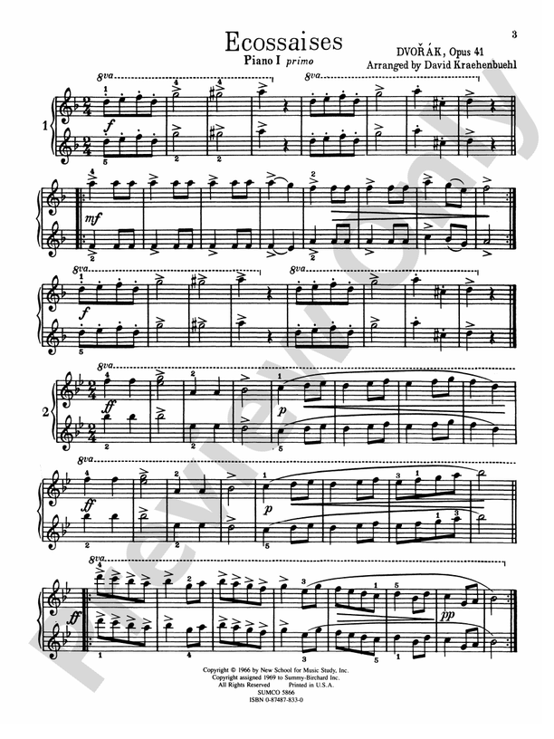 Ecossaises, Opus 41 - 2 Pianos, 8 Hands (Digital Download)