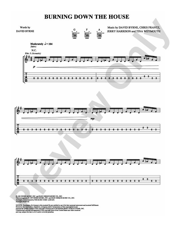 Burning Down the House - Easy Guitar (Digital Download)