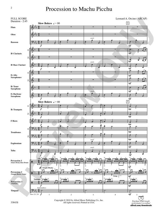 Procession to Machu Picchu - Concert Band Conductor Score & Parts (Digital Download)