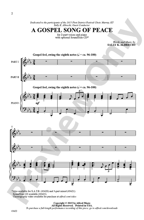 A Gospel Song of Peace - 2-Part Choral Octavo (Digital Download)
