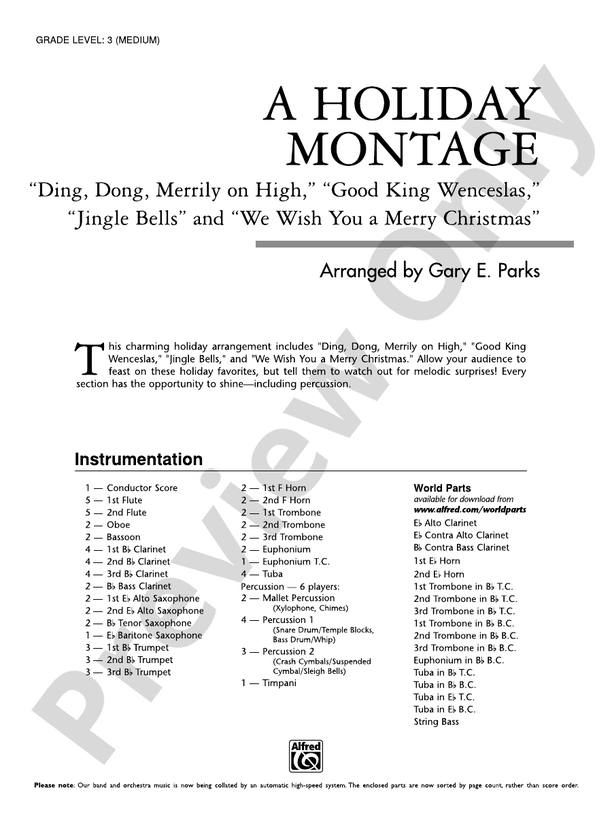 A Holiday Montage - Concert Band Conductor Score & Parts (Digital Download)