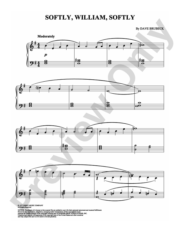 Softly, William, Softly - Piano (Digital Download)